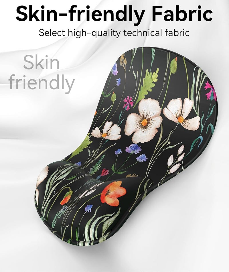 eulps Mouse Pad with Gel Wrist Rest, Ergonomic Comfortable Computer Wrist Support for Laptop, Pain Relief Mousepad with Non-Slip PU Base for Office & Home (Wildflower Night) - Image 4